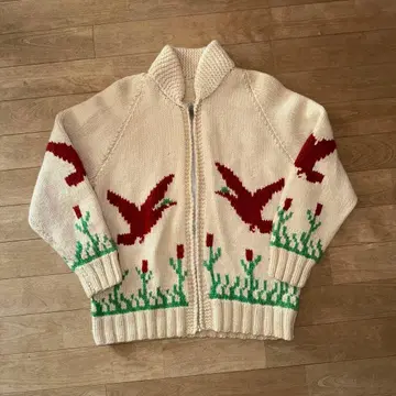 60s 빈티지 카우친 니트 스웨터 울