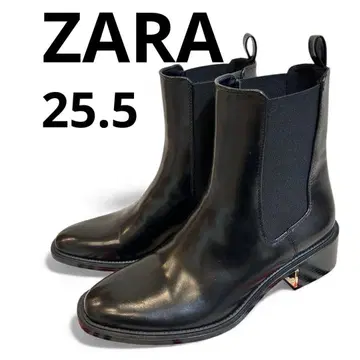 미사용 새상품 ZARA 자라 사이드 고어 부츠 메탈릭 블록 힐