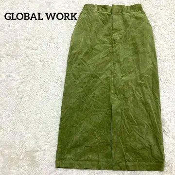 글로벌 워크 그린 스웨이드 롱 스커트 그린 무지 L 가을/겨울