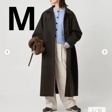 새상품 리버 스테인 컬러 롱 코트 다크 브라운