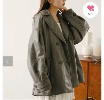 kastane 충전솜 가죽 자켓 그레이