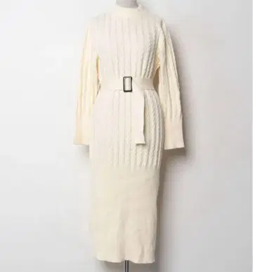 dazzlin 아이보리 케이블 니트 롱 원피스 벨트 포함 새상품급