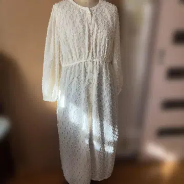 화이트 레이스풍 셔츠 원피스