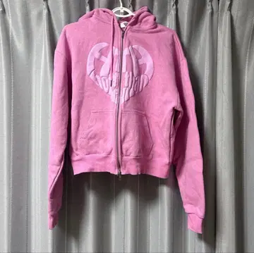 HTH 더블 지퍼 후드티 핑크 하트 로고