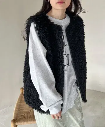 페이크 양털 퍼 베스트