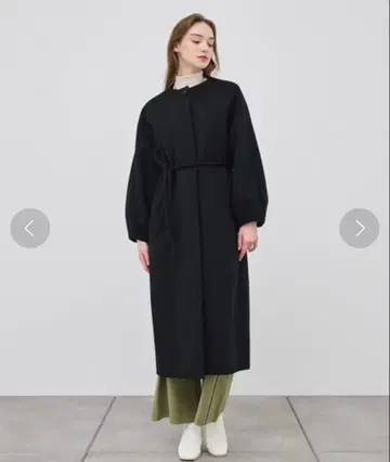 PUBLIC TOKYO [ S100 울 ] 볼륨 슬리브 노카라 코트