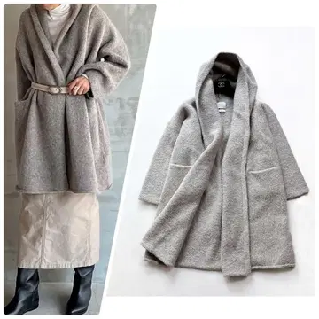 [로렌 마누기안] 23AW 알파카 후디 니트 코트 가디건