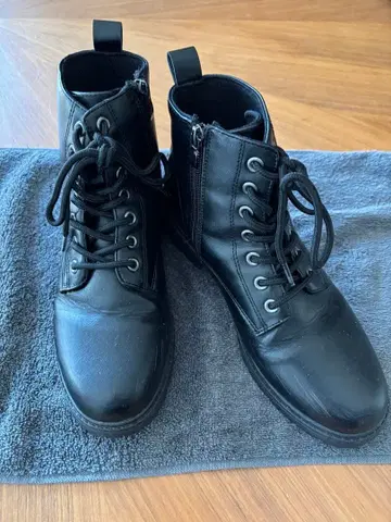 블랙 워크 부츠 레이스업 레이스업 부츠 블랙 지퍼 지퍼