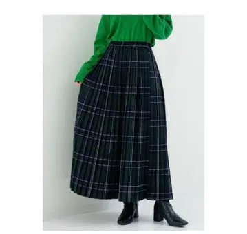 에프리드 기모 체크 플리츠 스커트