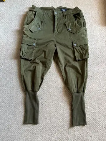 glamb 밑단 니트 카고 사루엘 팬츠