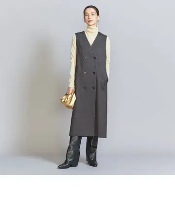 헤링본 오버롤 스커트 & 베스트 -2WAY- 다크 그레이 / S