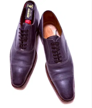 네이비 가죽 스트레이트 팁 드레스 신발