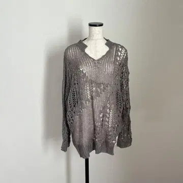 그레이 시스루 니트 오버사이즈 니트