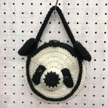 90년대 레트로 키즈코어 구제 의류 팬더 니트 파우치 핸드백 소품함