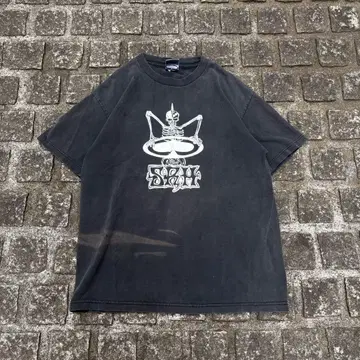 한정판 SRH 스컬 프린트 페이드 티셔츠