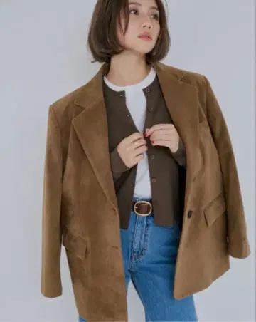 COELIE 스웨이드라이크 오버 자켓 S 사이즈 카멜 브라운