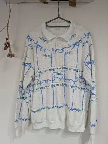 꽃무늬 폴로 옷깃 트레이닝복