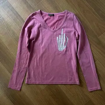 Hysteric glamour 광택 소재 라메 스켈레톤 프린트 핑크 S