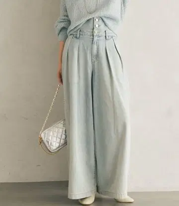 러브티크 봉봉 하이웨스트 배기 데님 팬츠 색스 블루 와이드