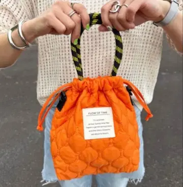 [ 미사용 새상품 ] 오렌지 퀼팅 복조리백