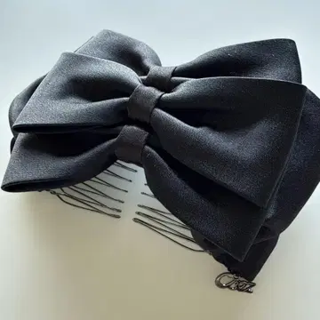 컴플렉스 비즈 블랙 리본 더블 빗