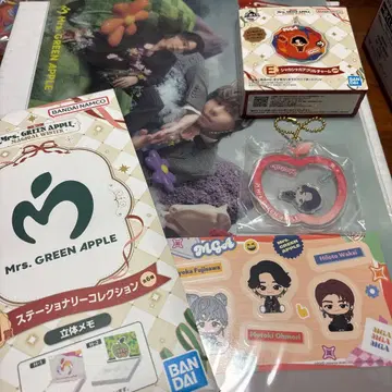 미세스 제일복권 아크릴 참 오오모리 사과 입체 메모 클리어 파일 3점