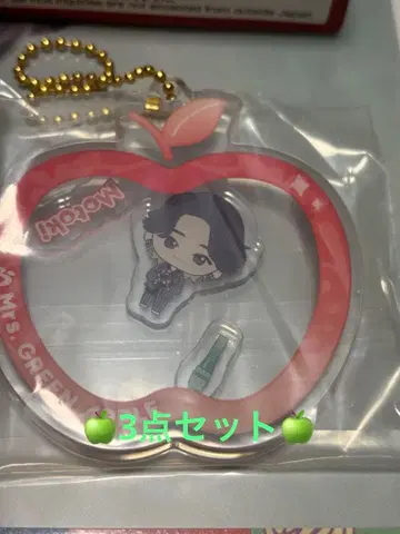 미세스 제일복권 아크릴 참 오오모리 사과 입체 메모 클리어 파일 3점