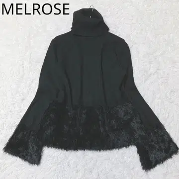 멜로즈 니트 스웨터 터틀넥 퍼 무지 엘레강트 블랙