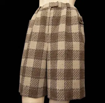 택 포함 새상품 캐릭터 오스 고급 실크 혼방 트위드 체크 무늬 숏팬츠 9