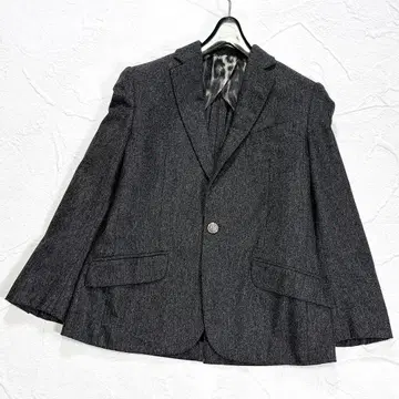 새상품급 드로어 테일러드 자켓 캐시미어 울 은색 버튼 실크