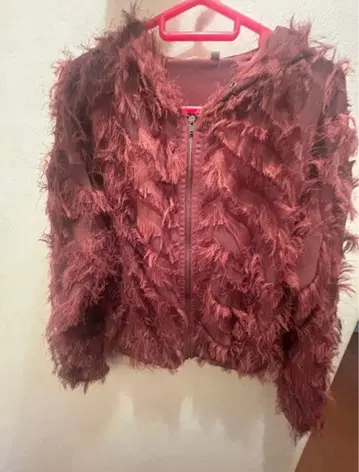 프린지 장식 다크 레드 자켓