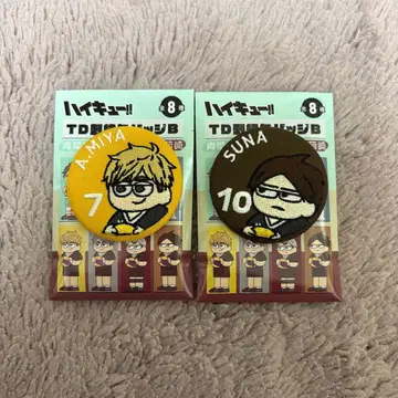 하이큐!! 지로리 시리즈 자수 캔뱃지 미야 아츠무 스나 린타로 2개 세트