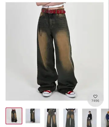 지하인 온라인 워시드 배기 데님 팬츠