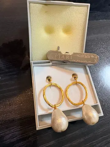 시미즈자카 유리관  PIARI 골드 후프 귀찌 슈가 펄