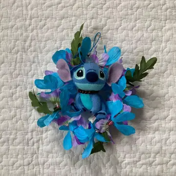 레어 도쿄 디즈니랜드 스티치 플라워 스트랩 마스코트