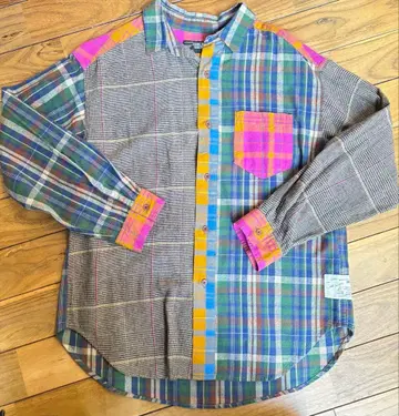 [ 미사용 ] CUBE SUGAR 멀티 컬러 체크 무늬 긴팔 셔츠