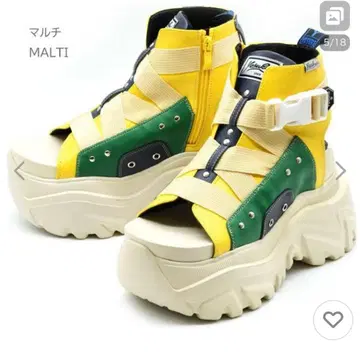 YOSUKE 멀티 컬러 통굽 샌들 24.5