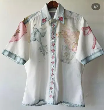 빈티지 1970s 셔츠 1982 손그림 페인트 반팔 셔츠