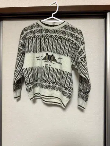 Lee 펭귄 디자인 니트 스웨터 긴팔