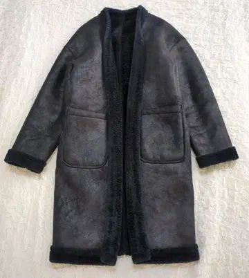 밴야드 스톰 리버서블 럭셔리 페이크 무스탕 보아 코트 네이비