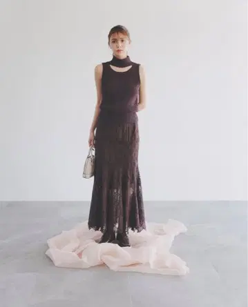 코코딜 택 포함 새상품 기하학 레이스 머메이드 스커트