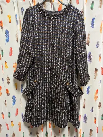 새상품 미착용 Rose Tiara 체크 무늬 긴팔 원피스 라메 46