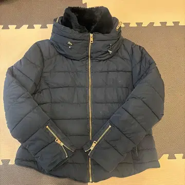 네이비 퍼 포함 숏 다운 자켓