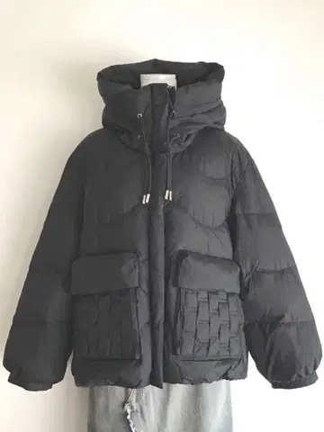 새상품 American Fudge 메쉬 포켓 다운 자켓 블랙