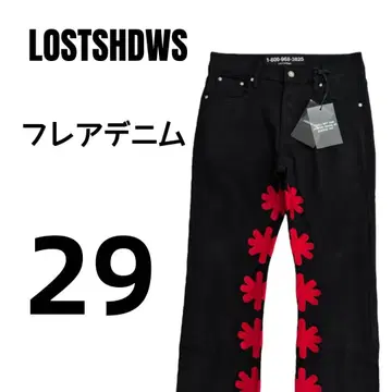 [택 포함] LOSTHDWS 플레어 데님 29 블랙/레드