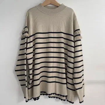 unminou 더블 프릴 보더 니트