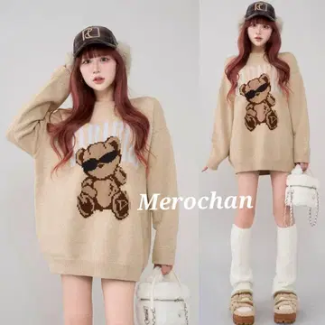 택 포함 새상품 다리치 Danimal 베어 니트 풀오버 BEG