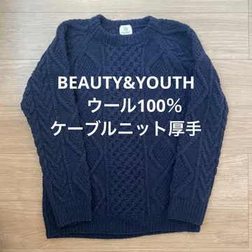 BEAUTY & YOUTH 네이비 케이블 니트 두꺼운 원단 M
