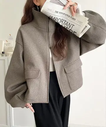 숏 기장 더블 지퍼 블루종