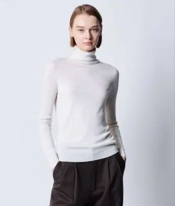 새상품급 드로어 drawer 캐시미어 실크 리브 니트 터틀 1